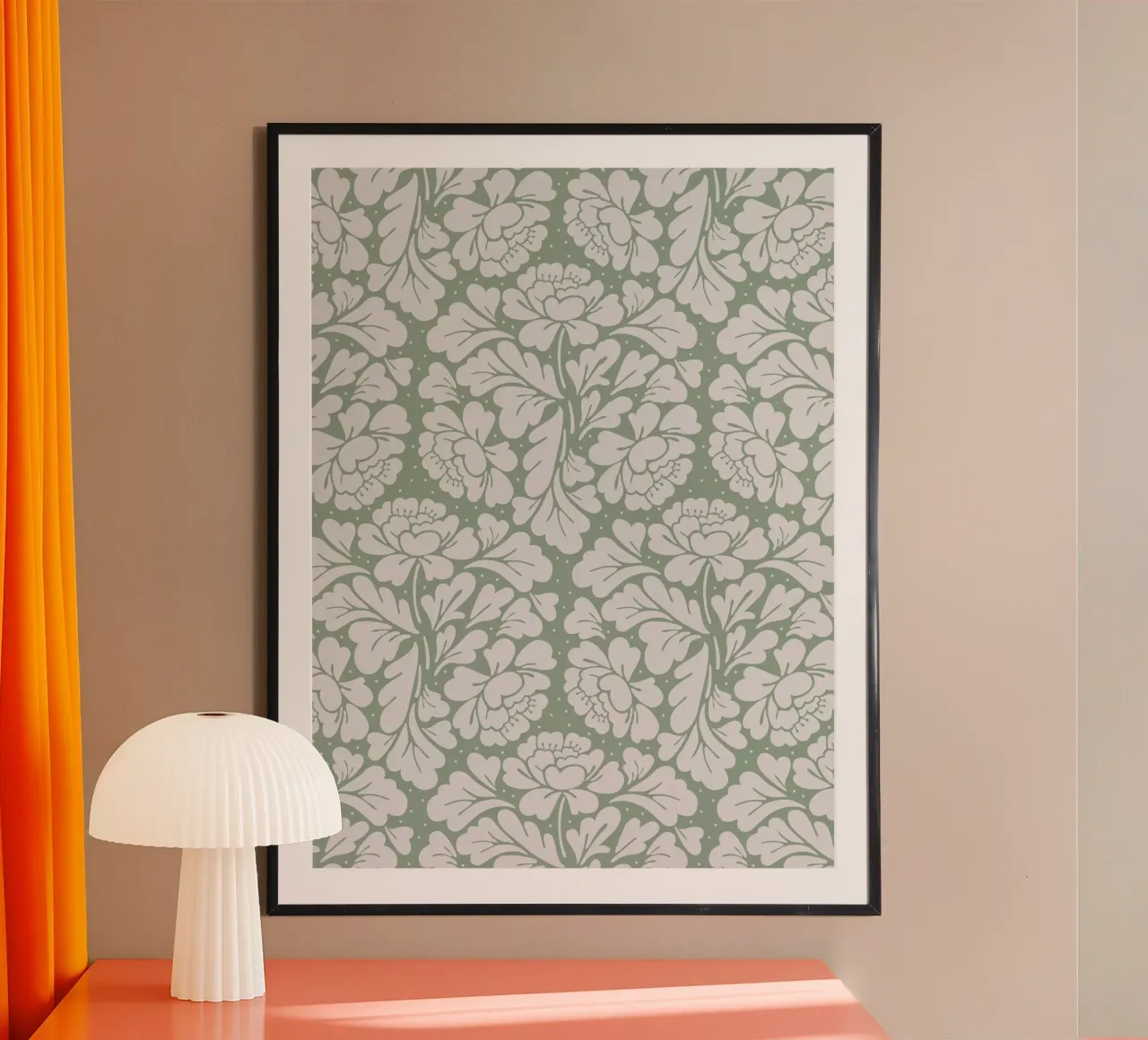 Baroque Pattern Sage Green carta hahnemühle da anisillustration