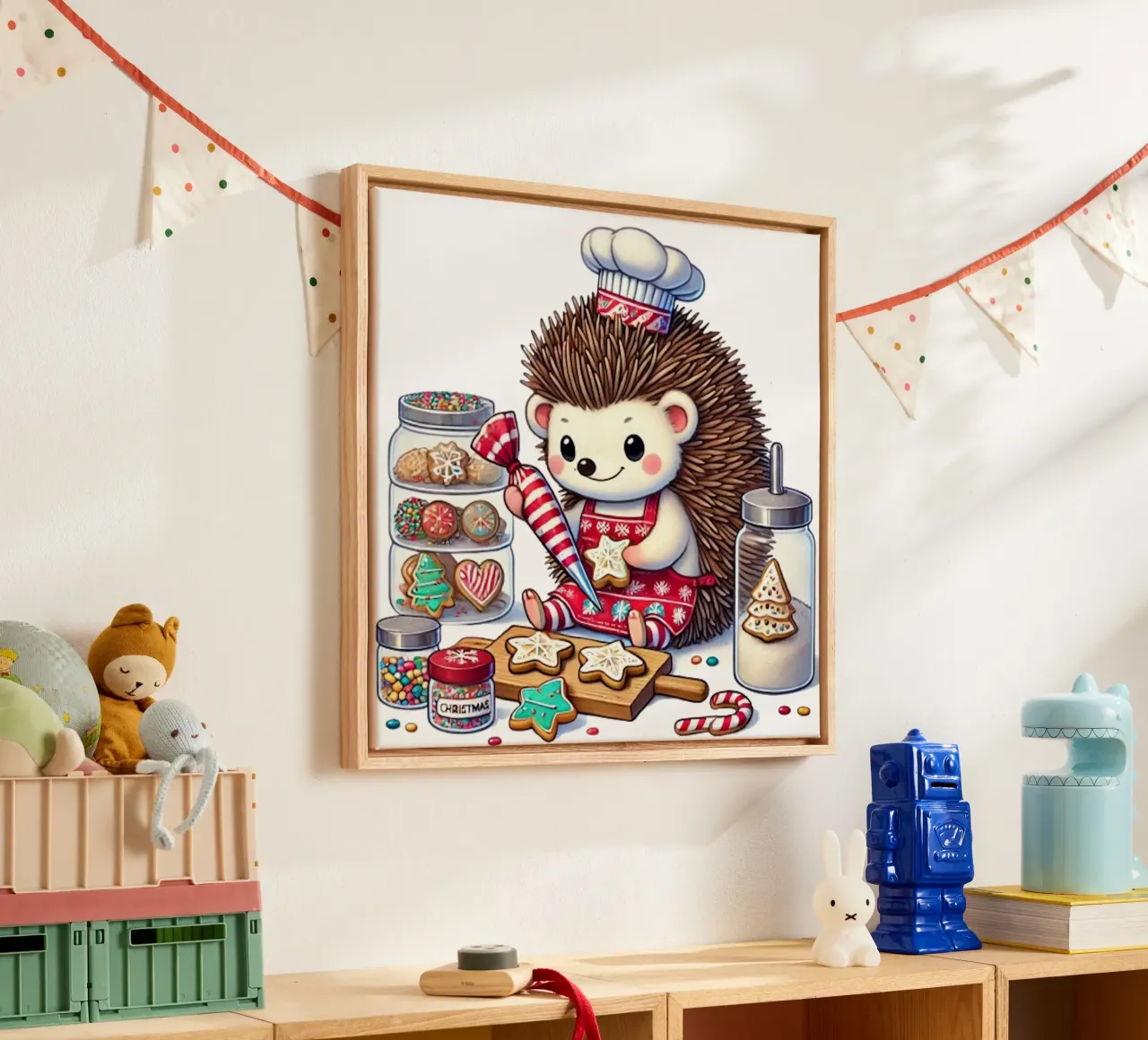 Kerstkoekjes van chef-kok Egel canvas met Baklijst van FluffyToons
