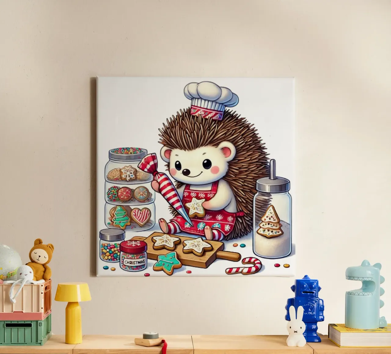 Kerstkoekjes van chef-kok Egel canvas met Baklijst van FluffyToons
