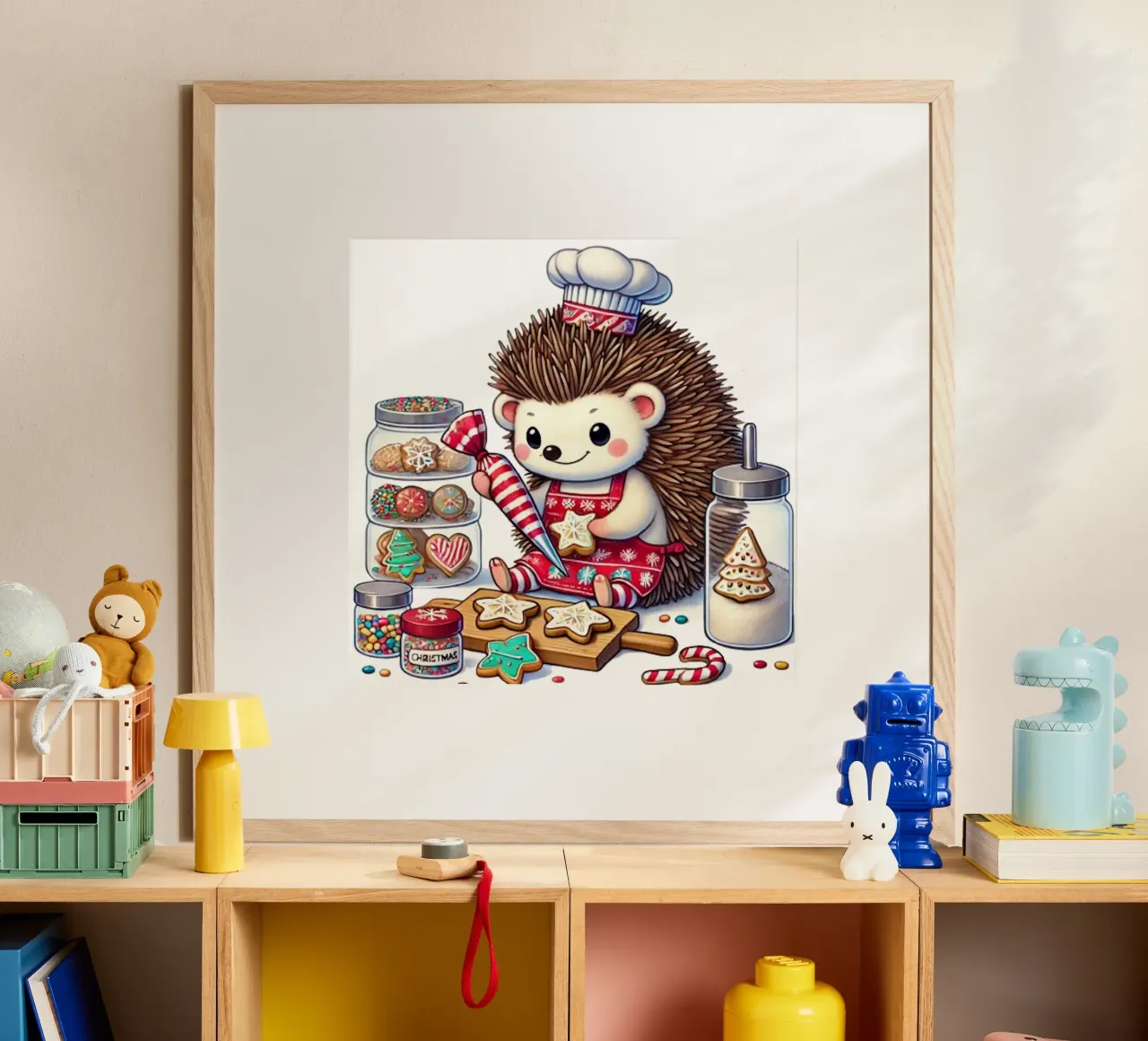 Creazioni di biscotti natalizi dello Chef Hedgehog poster da FluffyToons