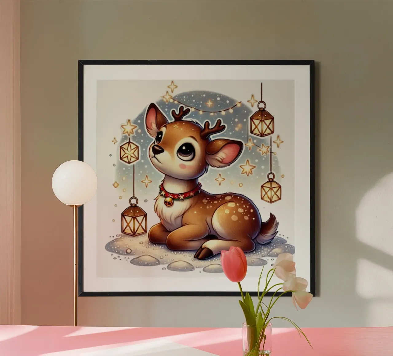 Renne da sogno sotto il cielo stellato poster da FluffyToons