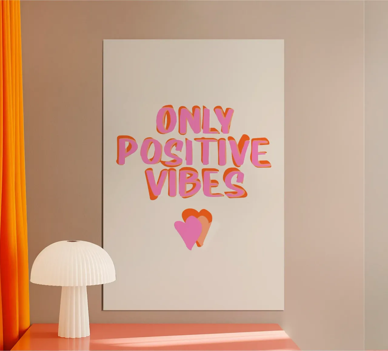 Only positive Vibes Poster mit Holzrahmen von Malou-Studio
