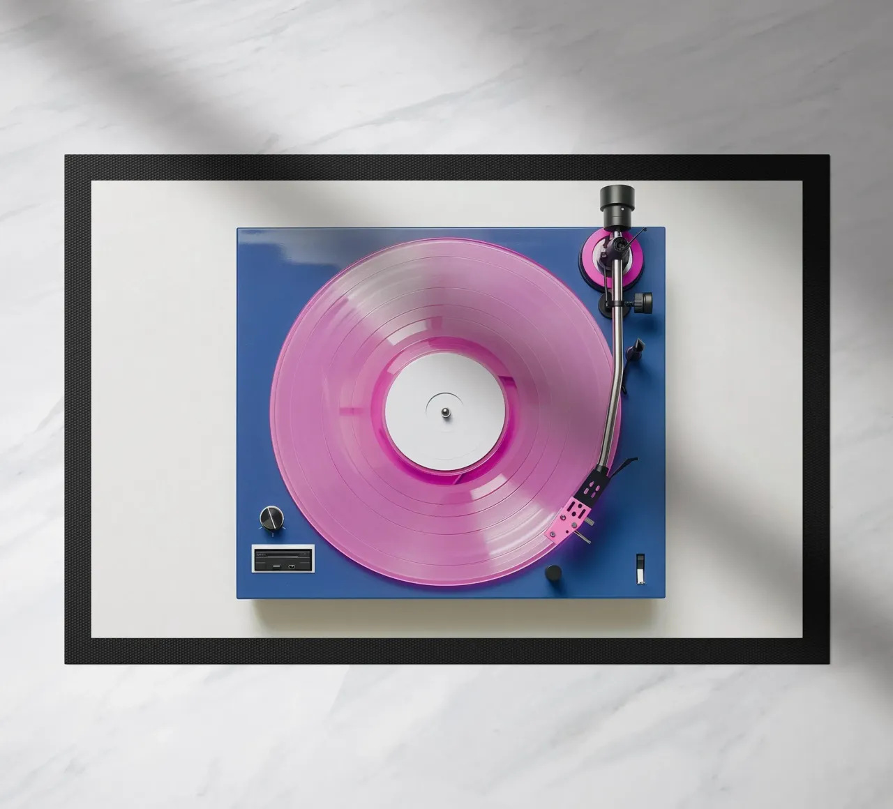 Record Player Blue doormat by Malou-Studio