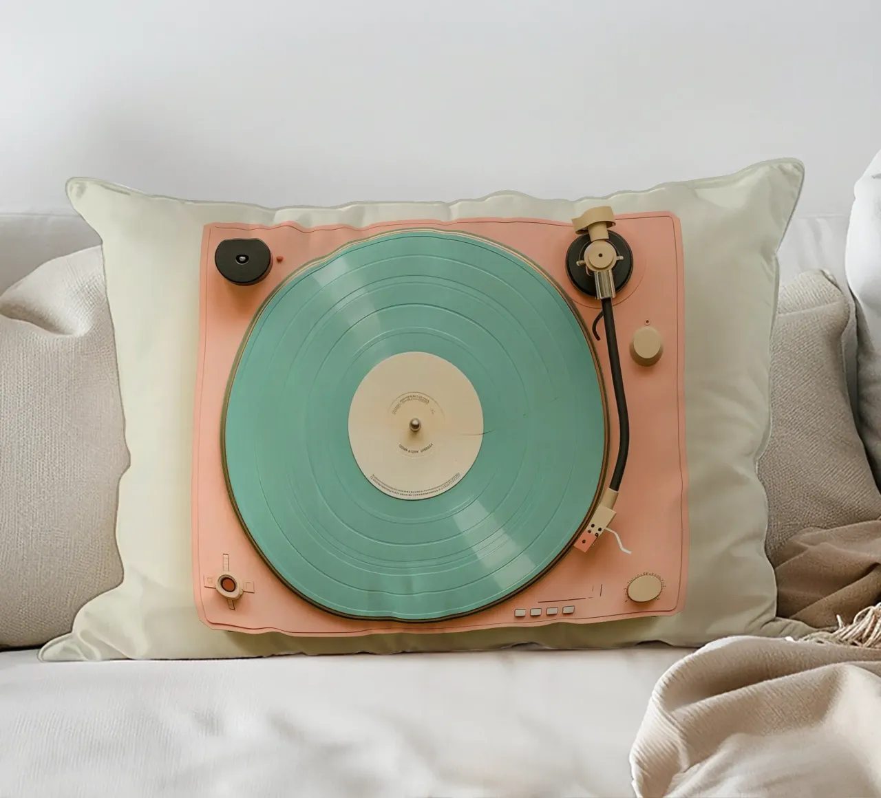 Record Player Peach Kissen von Malou-Studio