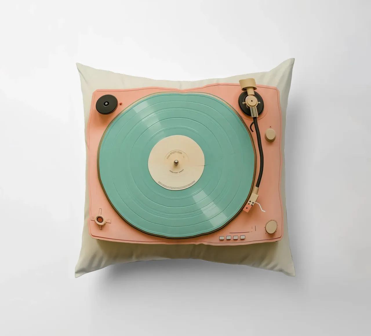 Record Player Peach cuscino da Malou-Studio