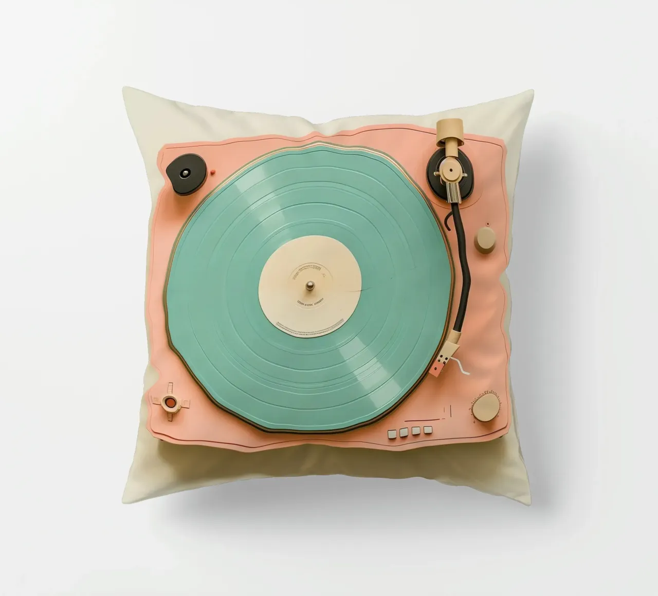 Record Player Peach cuscino da Malou-Studio