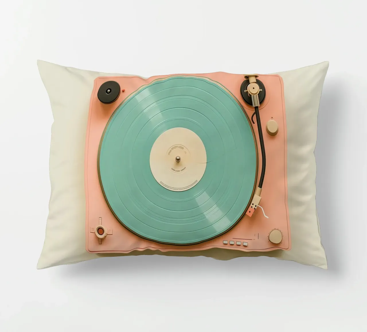 Record Player Peach cuscino da Malou-Studio