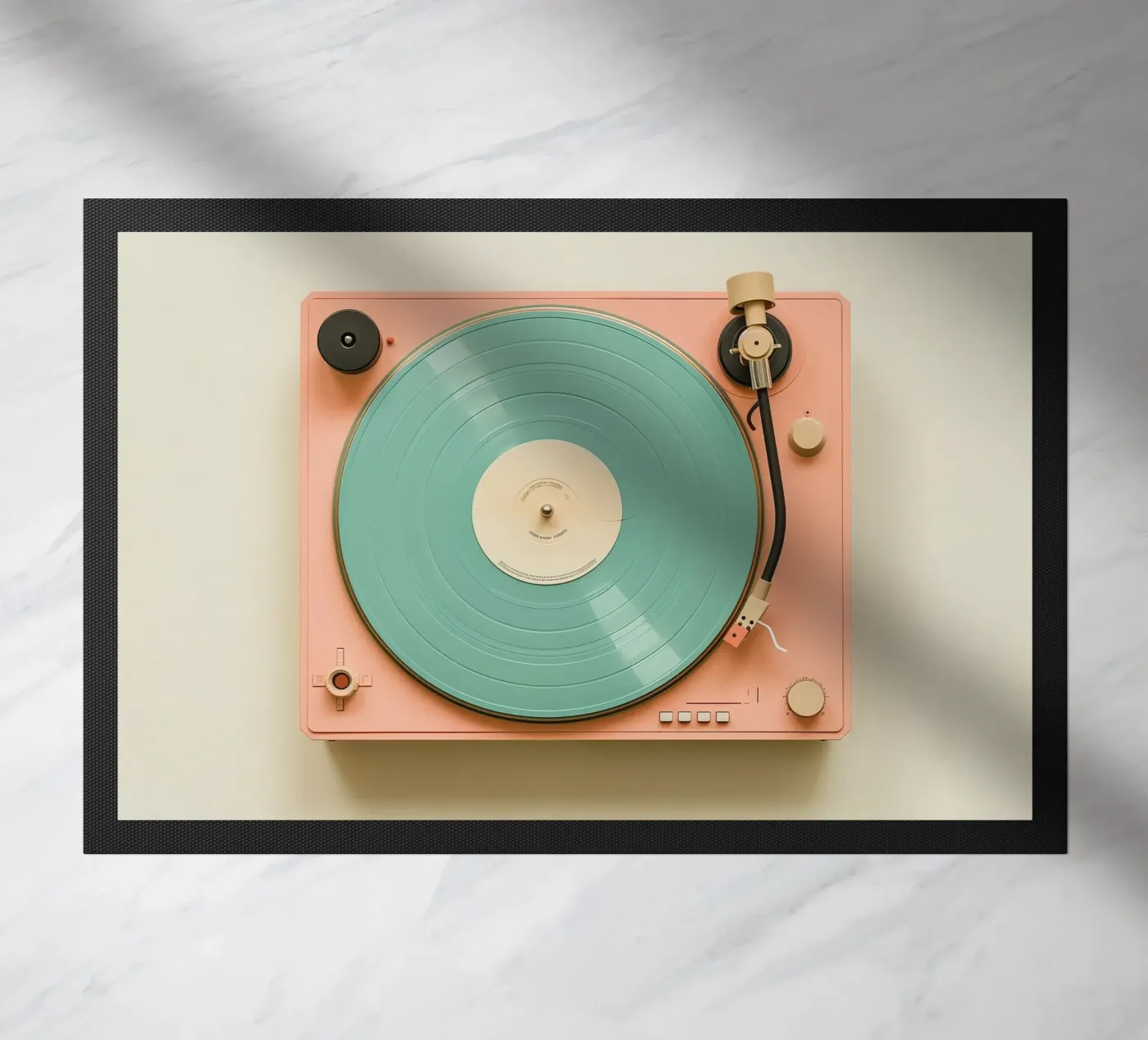 Record Player Peach doormat by Malou-Studio