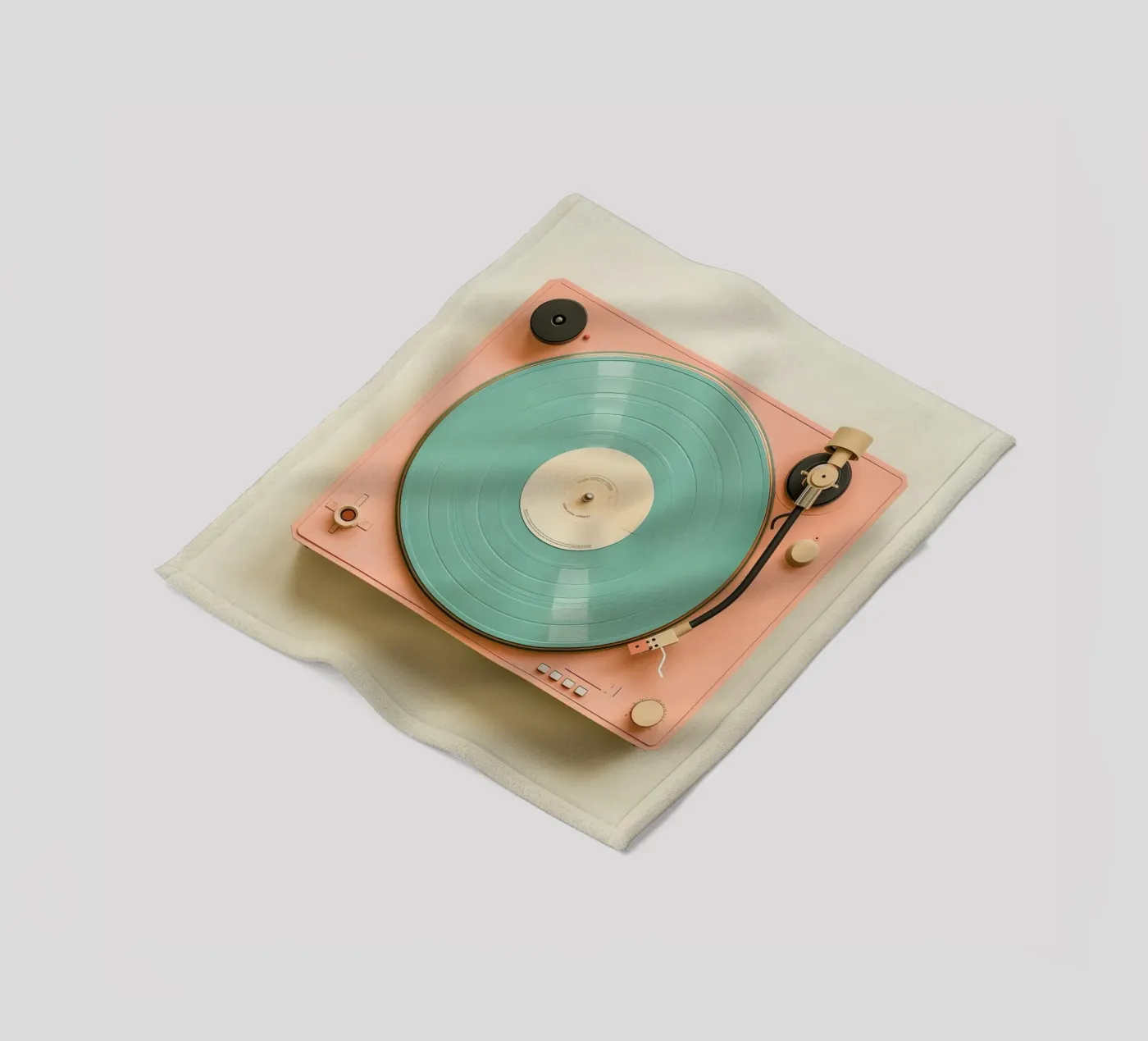 Record Player Peach fleecedeken van Malou-Studio