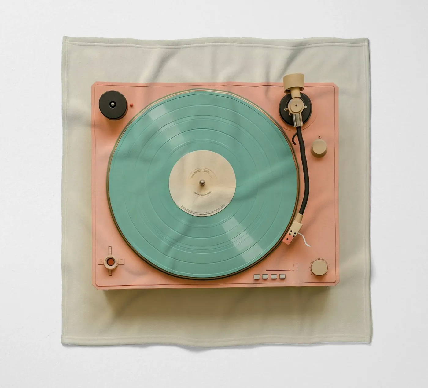 Record Player Peach fleecedeken van Malou-Studio