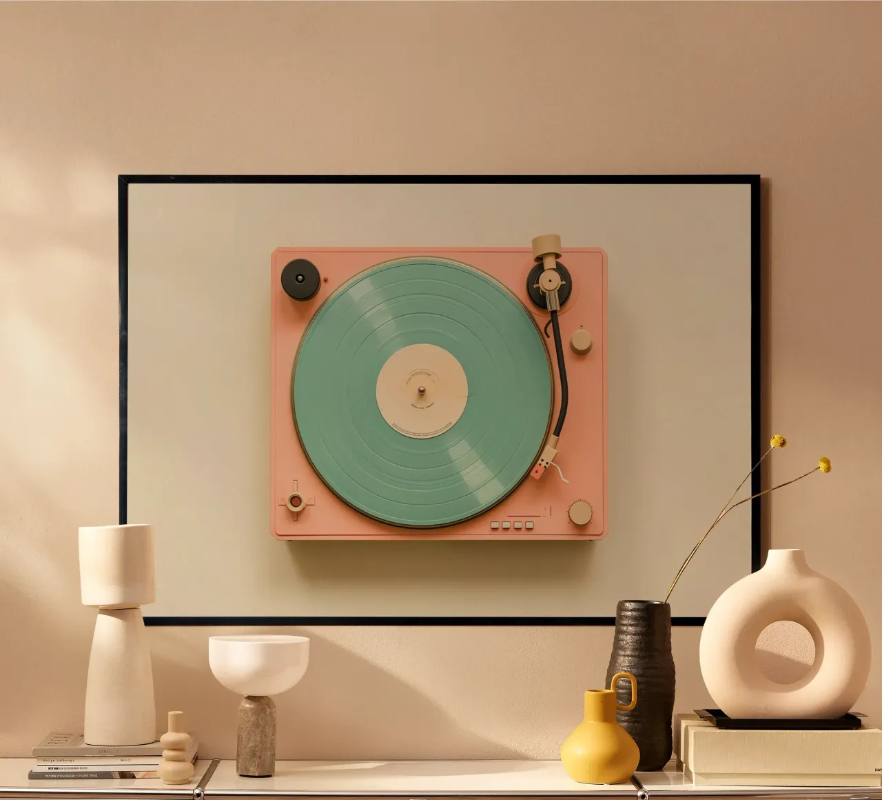 Record Player Peach poster da Malou-Studio