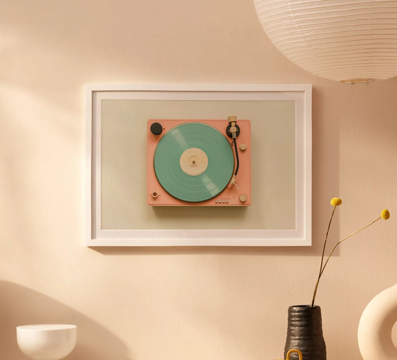 Record Player Peach carta hahnemühle da Malou-Studio