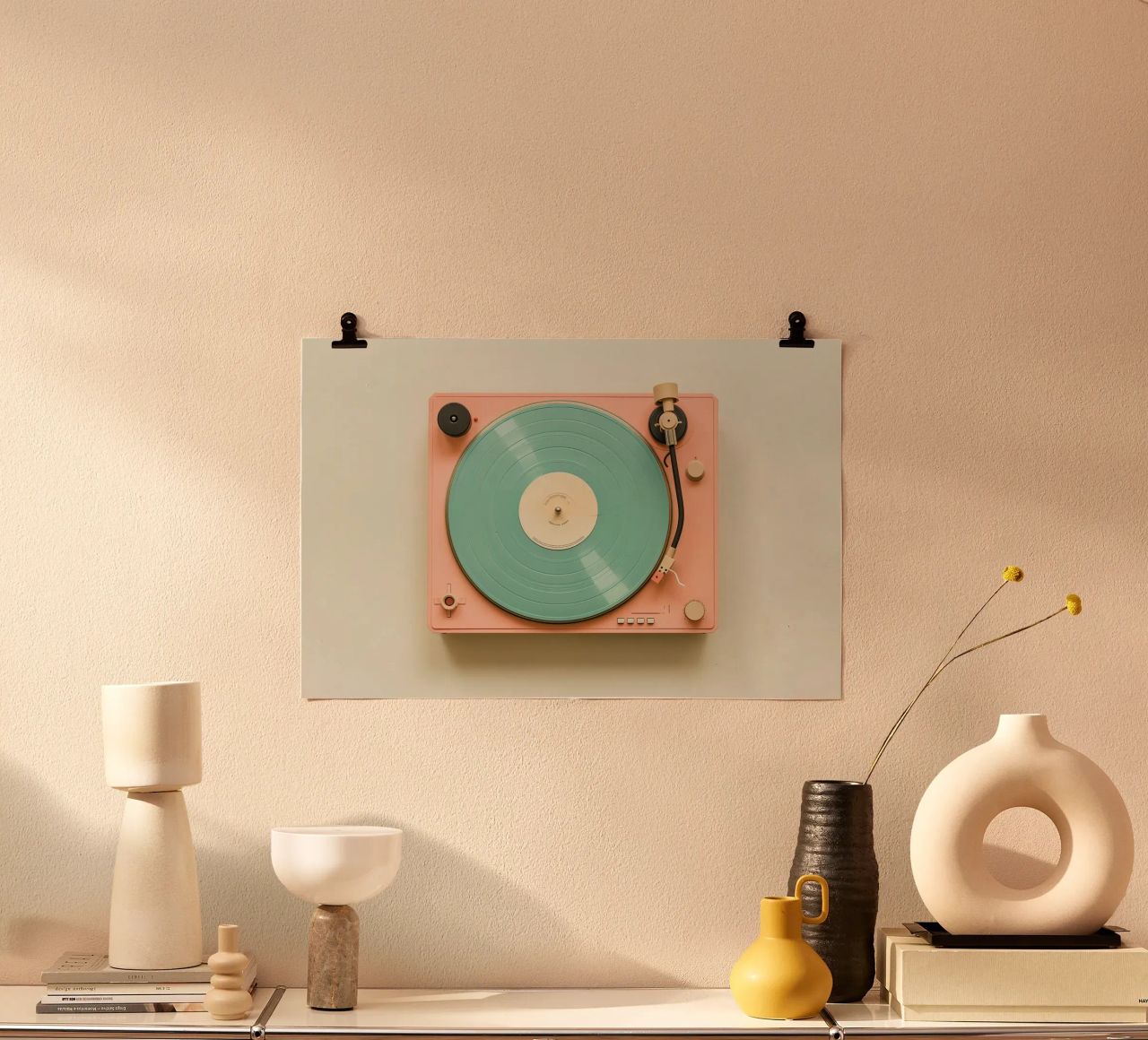 Record Player Peach carta hahnemühle da Malou-Studio