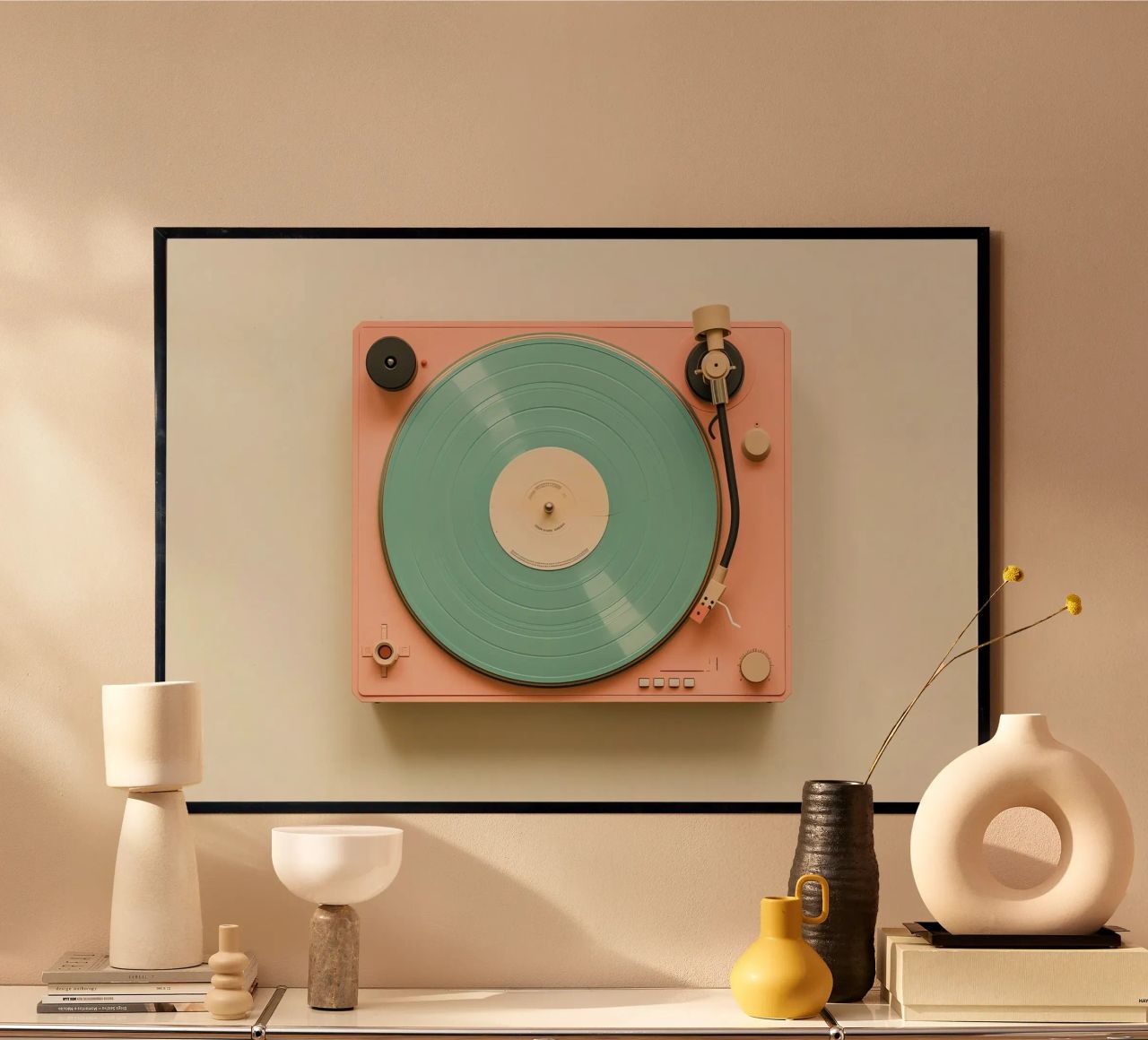 Record Player Peach carta hahnemühle da Malou-Studio