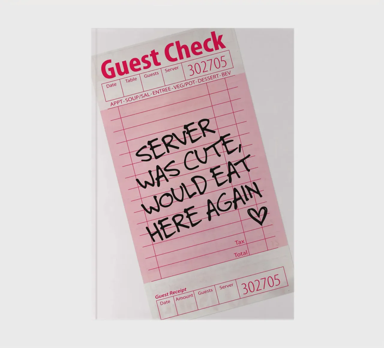 Guest Check - Server was cute notebook by Malou-Studio