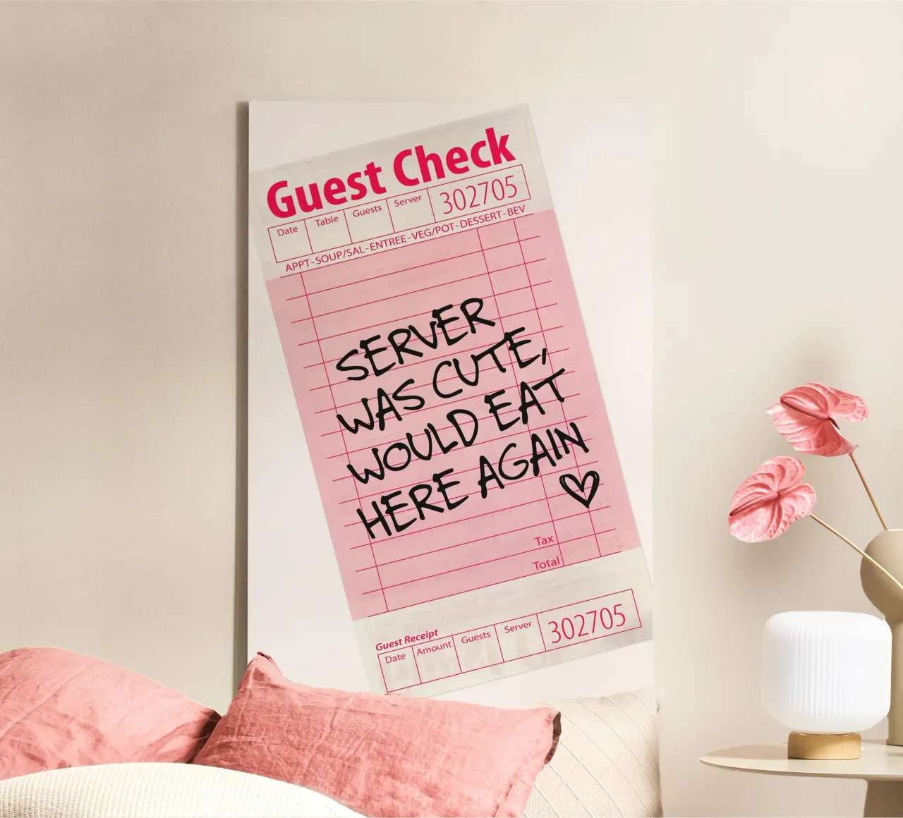 Guest Check - Server was cute canvas by Malou-Studio