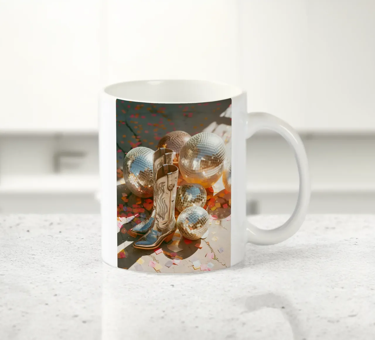Stivali da cowgirl in argento tazza in ceramica da Malou-Studio