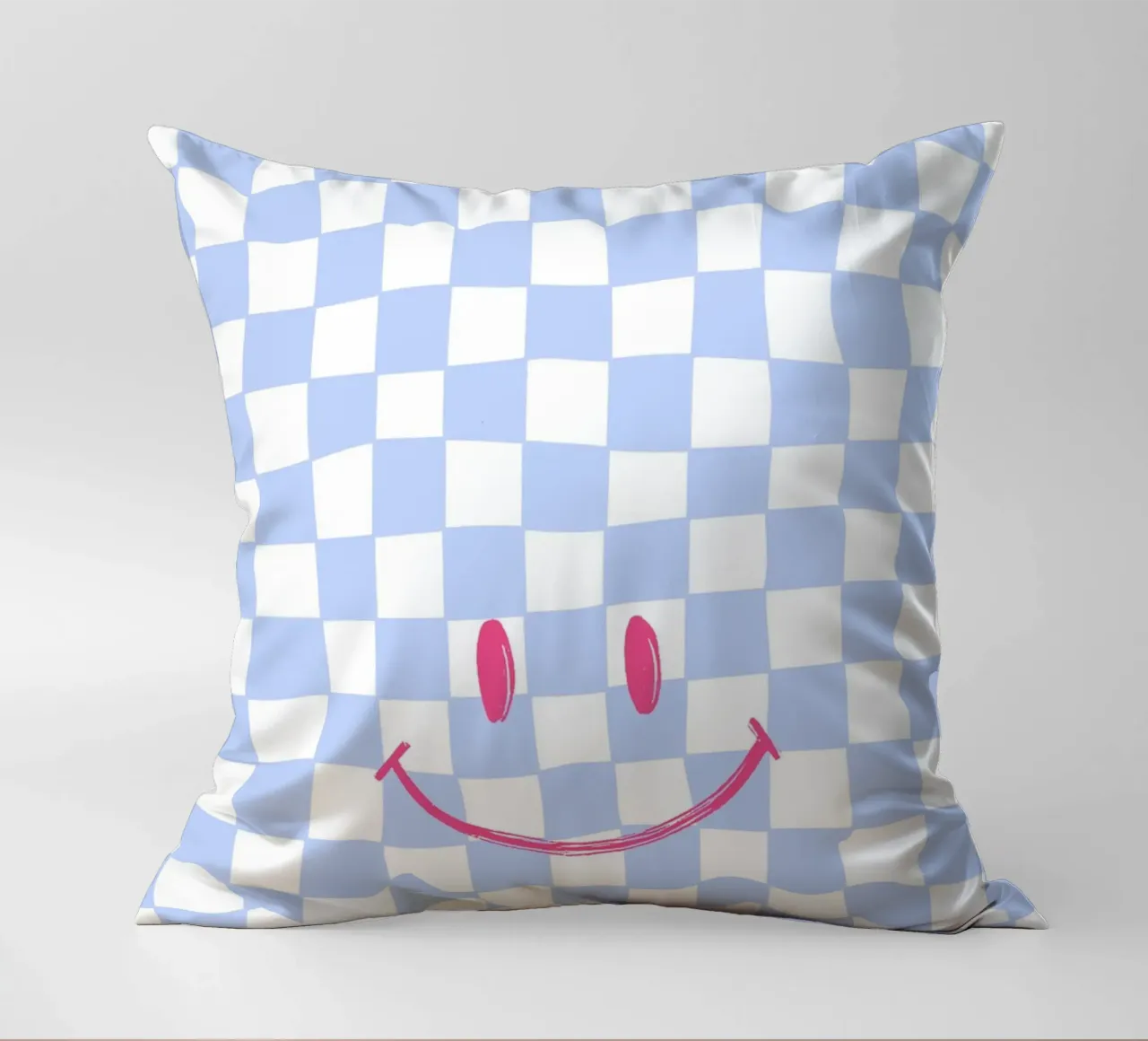 Sorriso quadrato blu cuscino da Malou-Studio