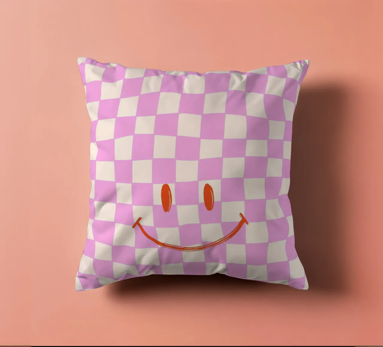 Sorriso quadrato rosa cuscino da Malou-Studio