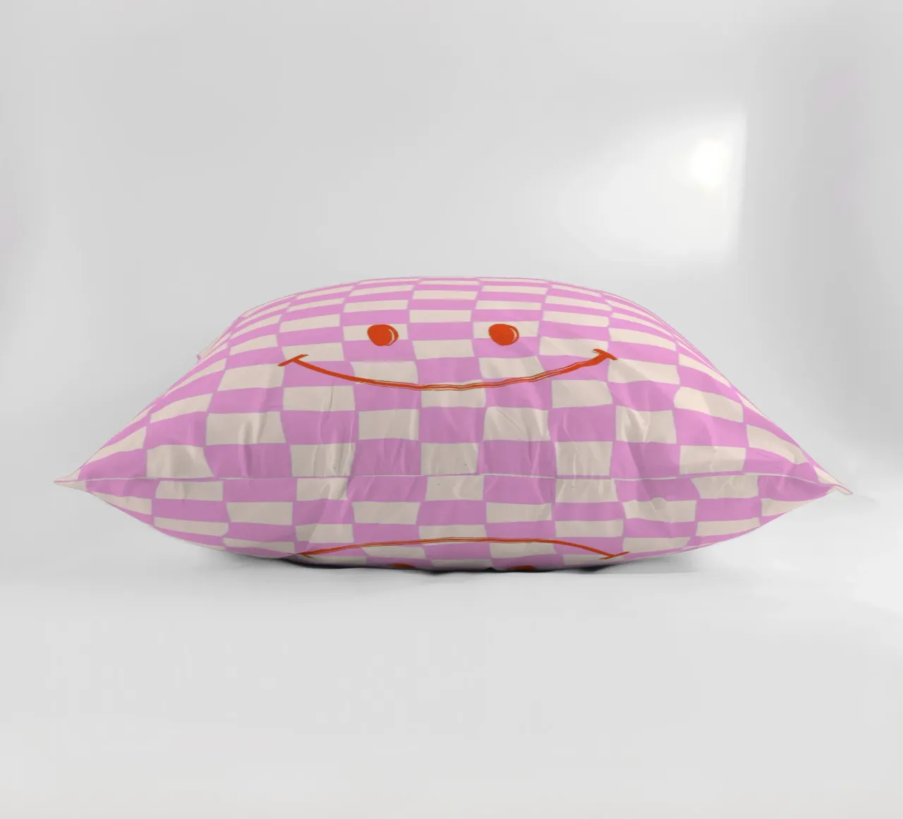 Sorriso quadrato rosa cuscino da Malou-Studio