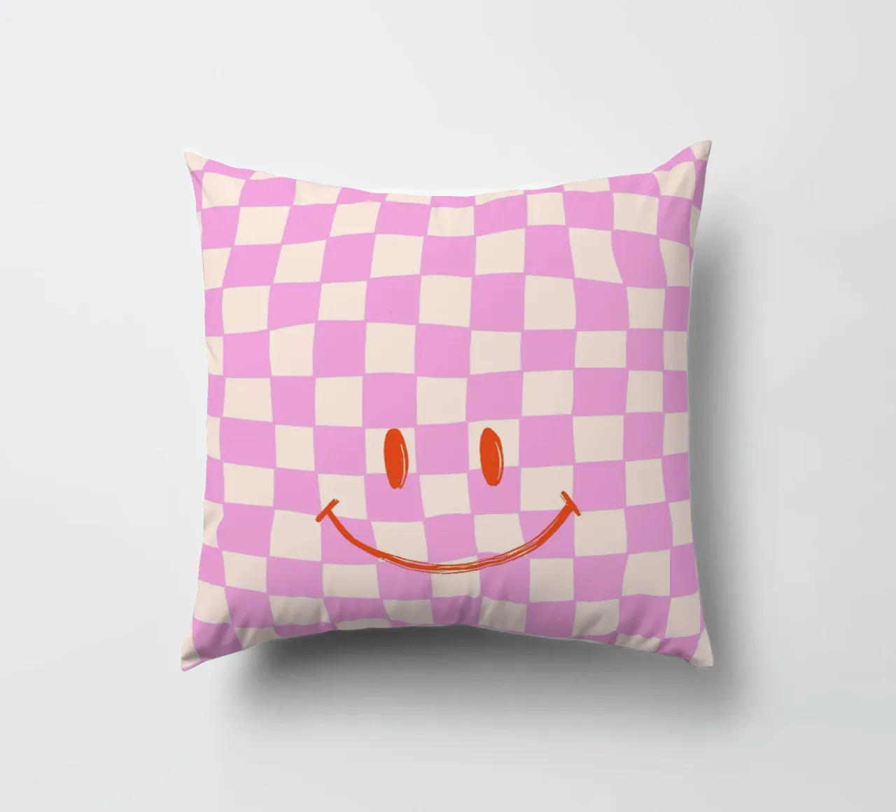 Sorriso quadrato rosa cuscino da Malou-Studio