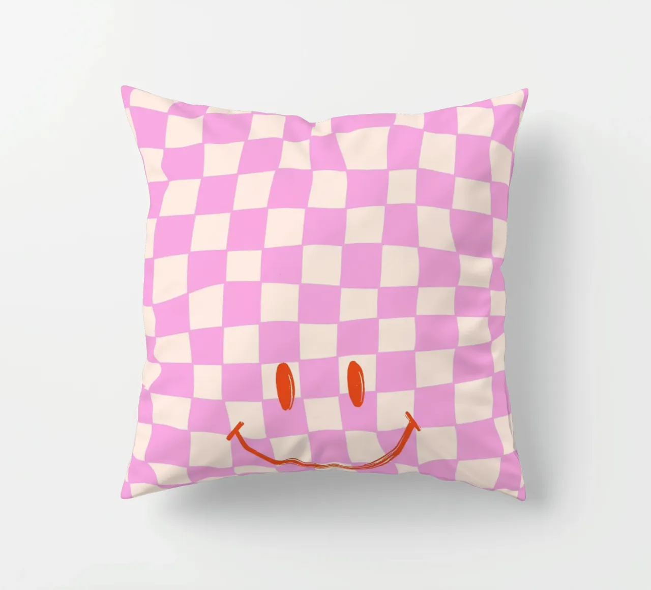 Sorriso quadrato rosa cuscino da Malou-Studio