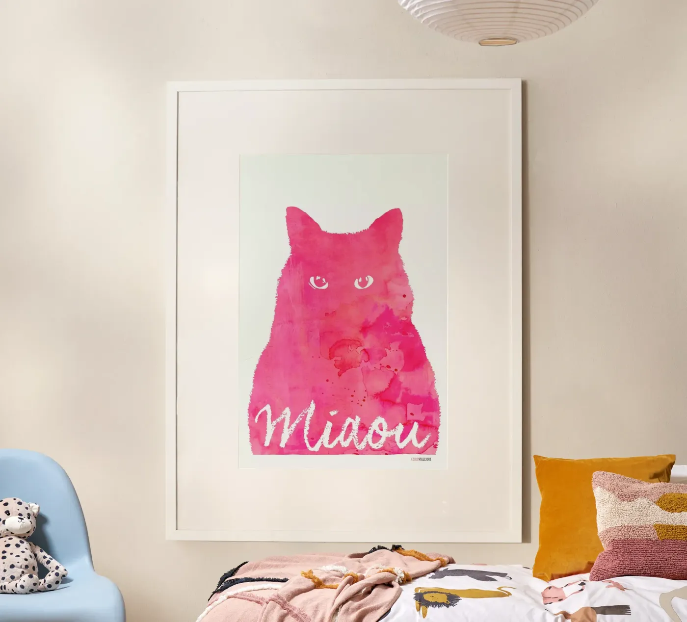 Miaou - Pink poster by La Belette Rose