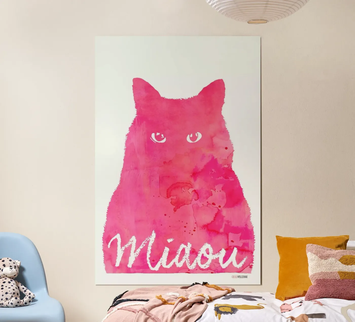 Miaou - Pink poster by La Belette Rose