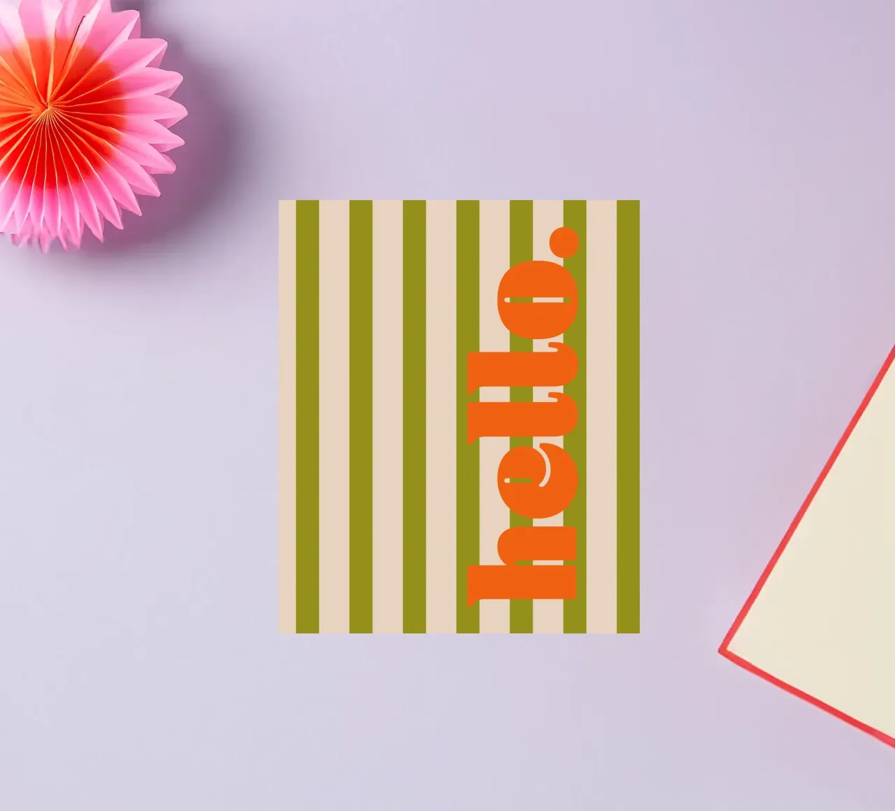 Hallo - Grün-Orange-Streifen Sticker von Malou-Studio