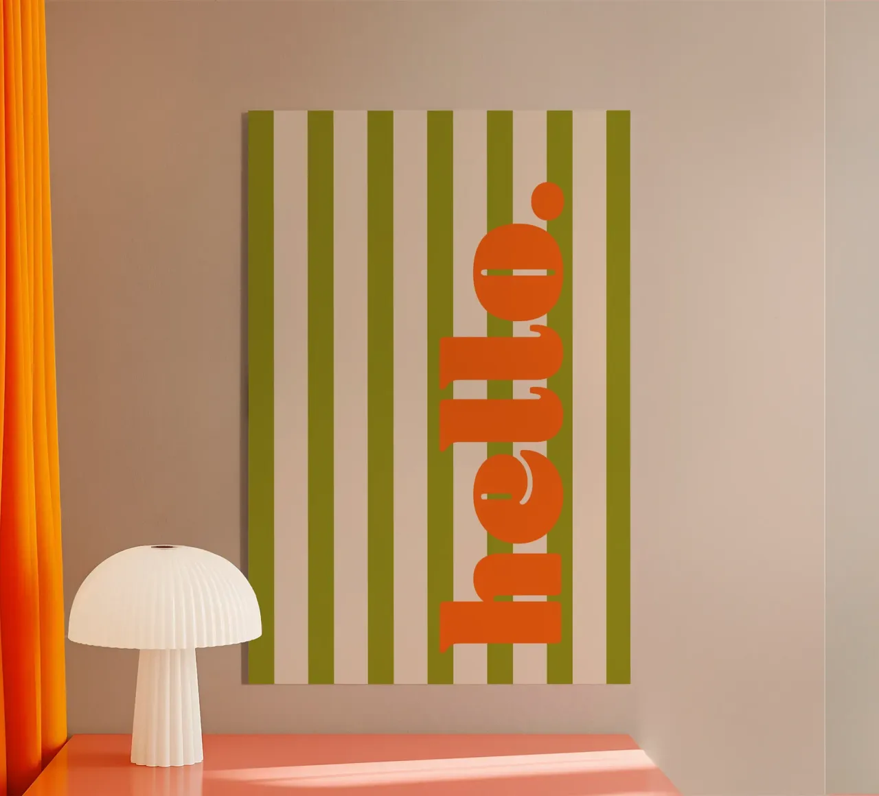 Hallo - Grün-Orange-Streifen Acryl-Glas von Malou-Studio