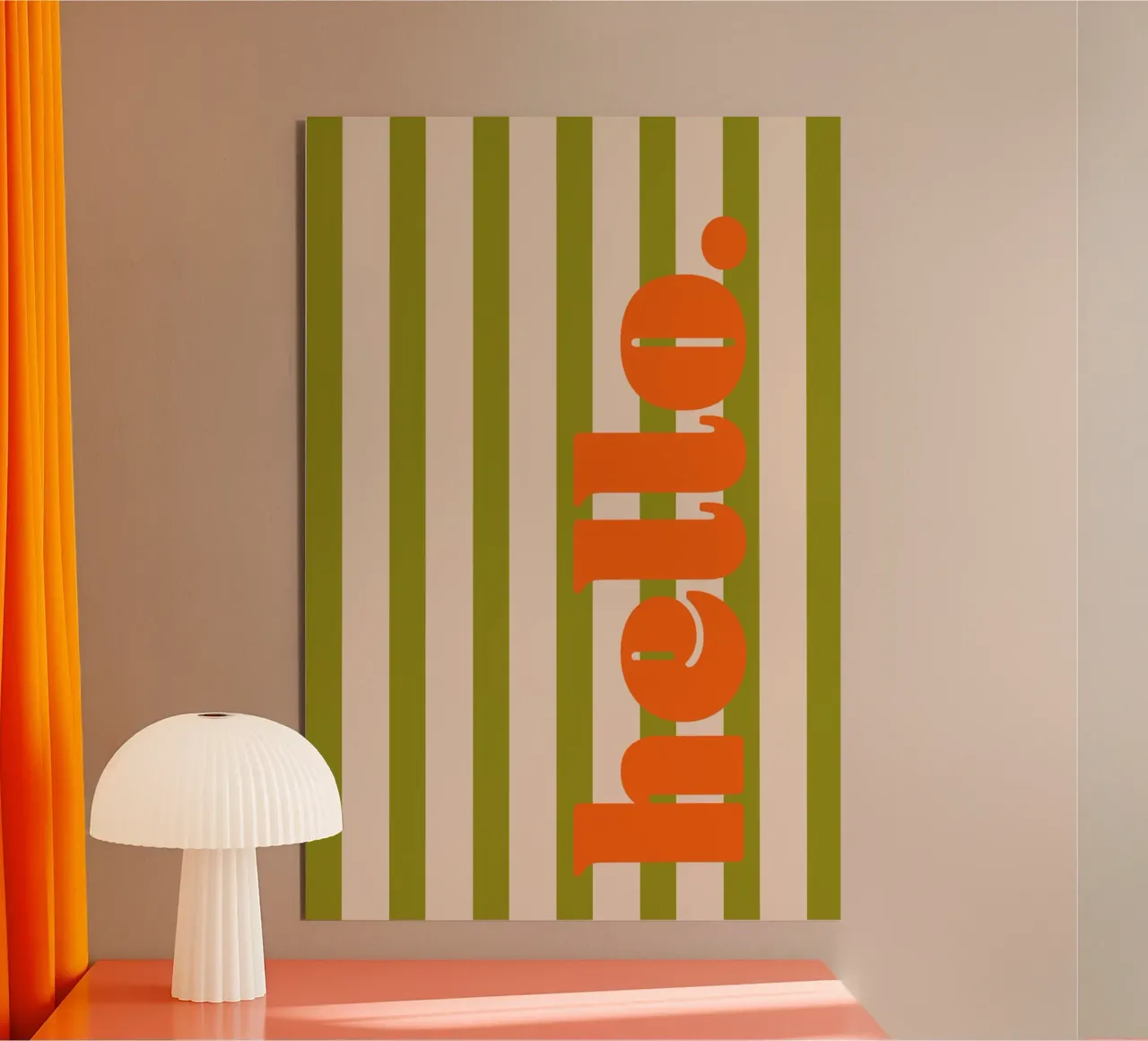 Ciao - Strisce verdi e arancioni alluminio dibond da Malou-Studio