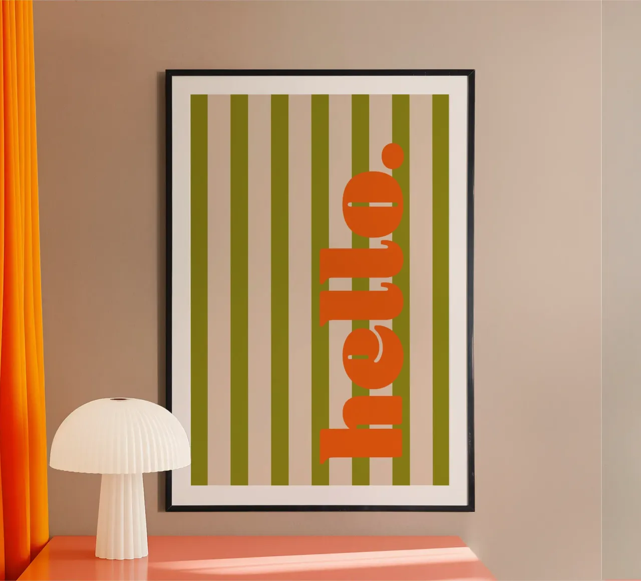 Hallo - Grün-Orange-Streifen Poster von Malou-Studio