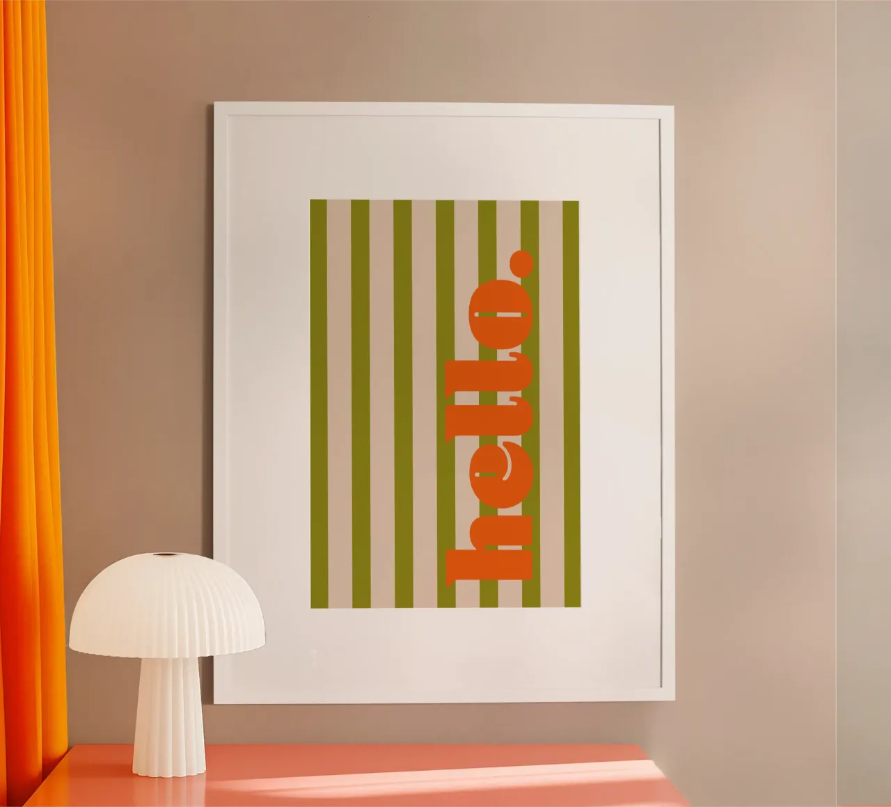 Hallo - Grün-Orange-Streifen Poster von Malou-Studio