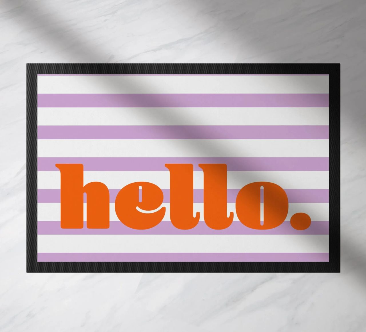 Bonjour - Rayures Lilas paillasson de Malou-Studio