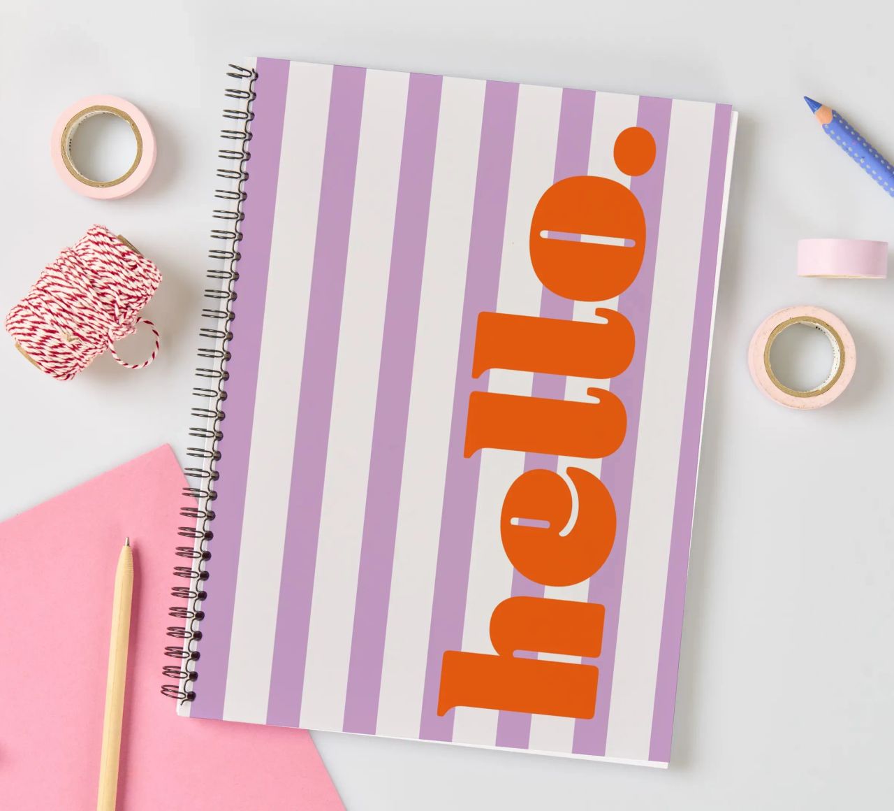 Bonjour - Rayures Lilas carnet à spirale de Malou-Studio