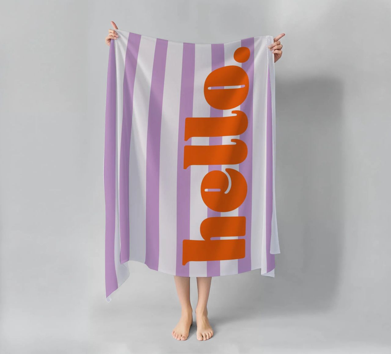 Bonjour - Rayures Lilas serviette de plage de Malou-Studio