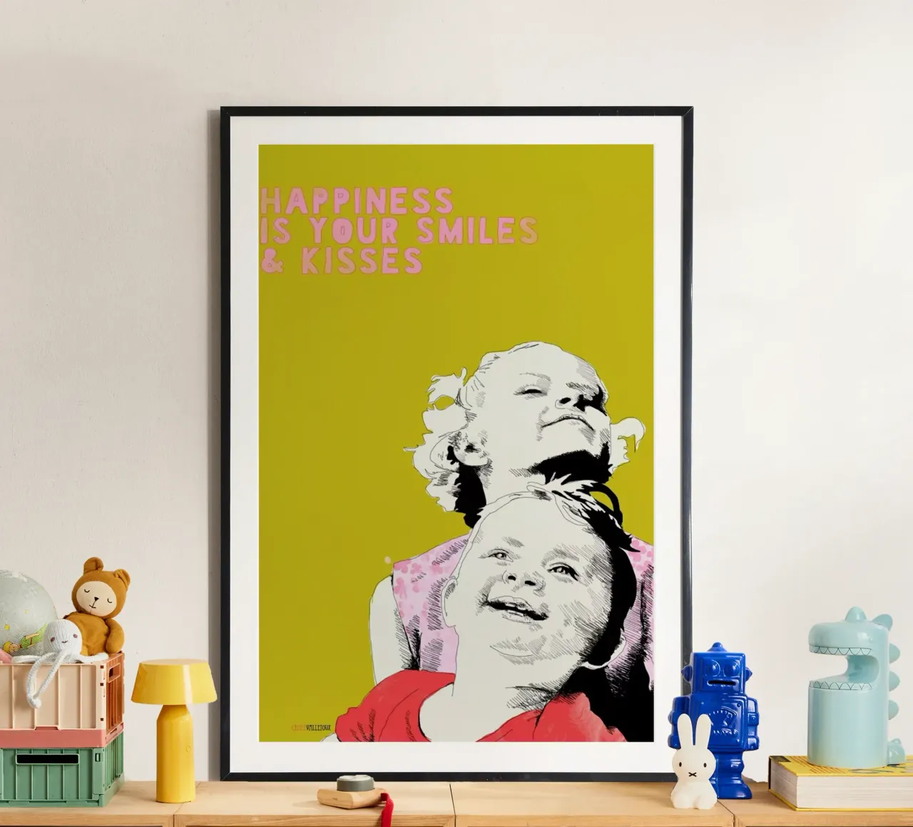Smiles & Kisses poster con telaio in plastica da La Belette Rose