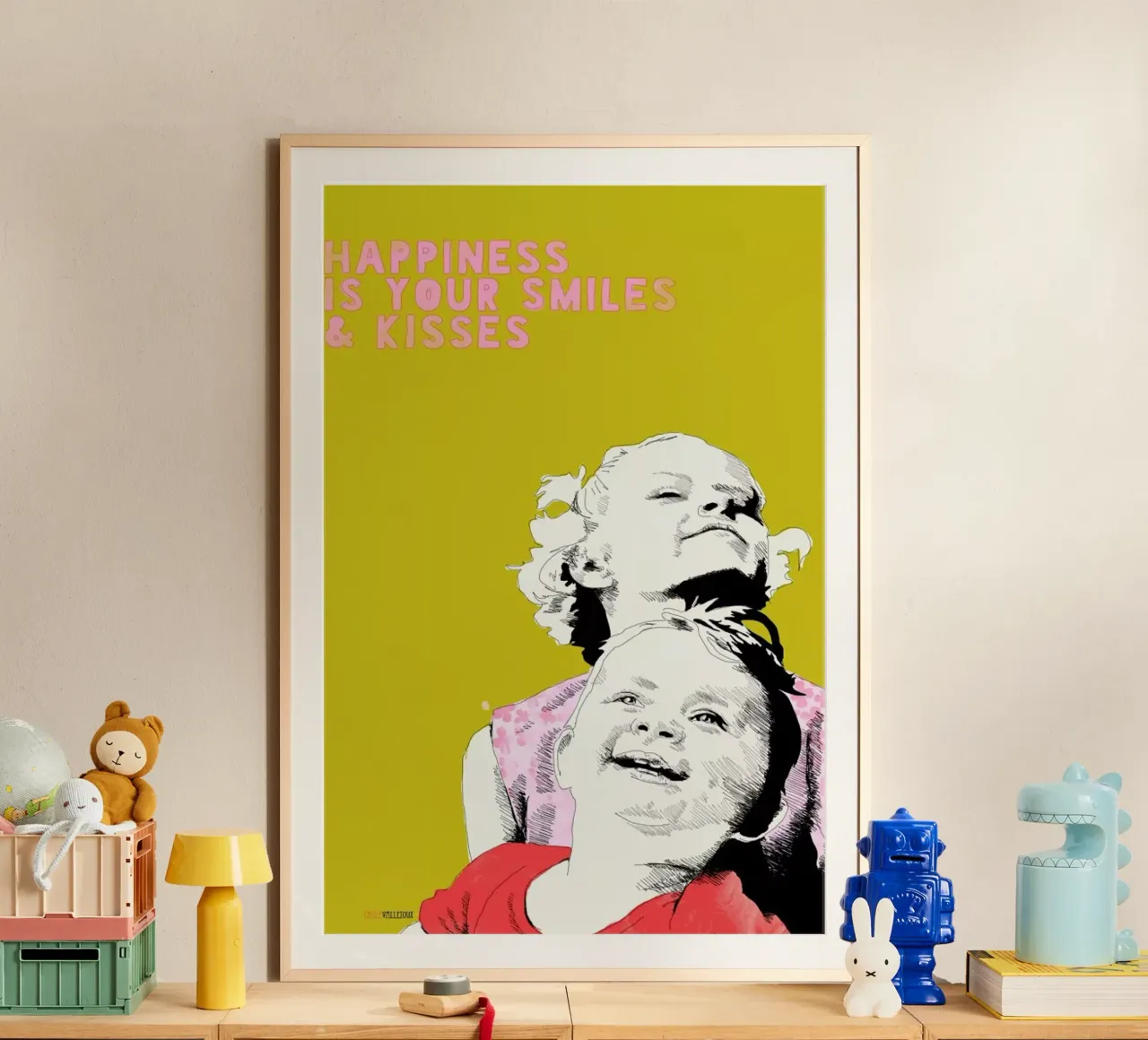 Smiles & Kisses poster con telaio in plastica da La Belette Rose