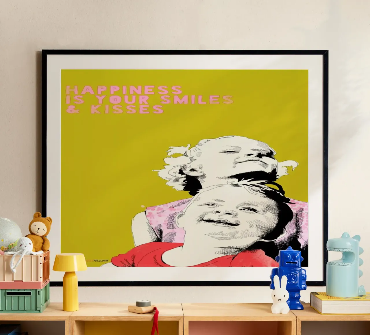 Smiles & Kisses poster con telaio in plastica da La Belette Rose