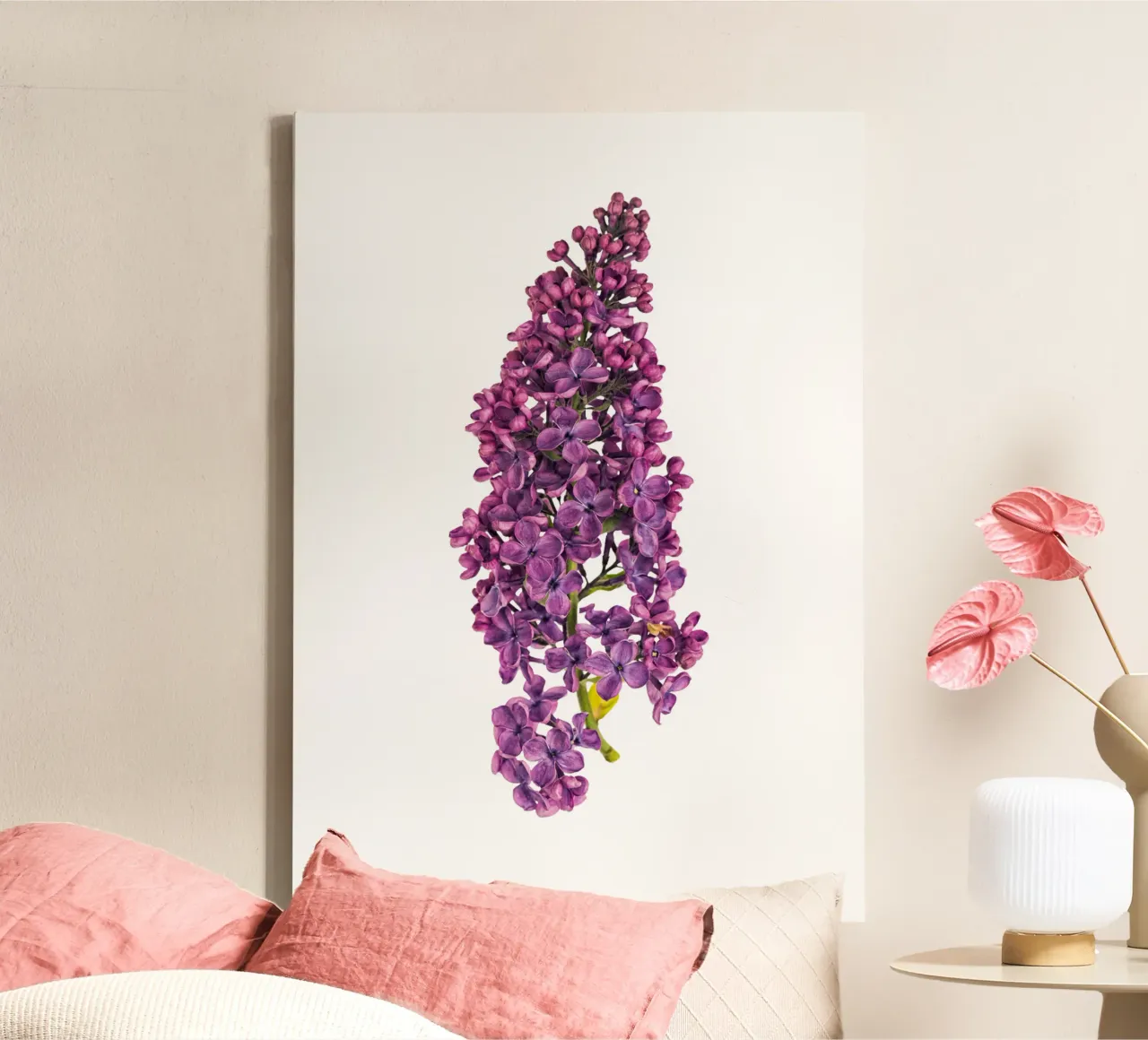 Paarse seringbloem canvas met Baklijst van Curious Collections by Marielle Leenders