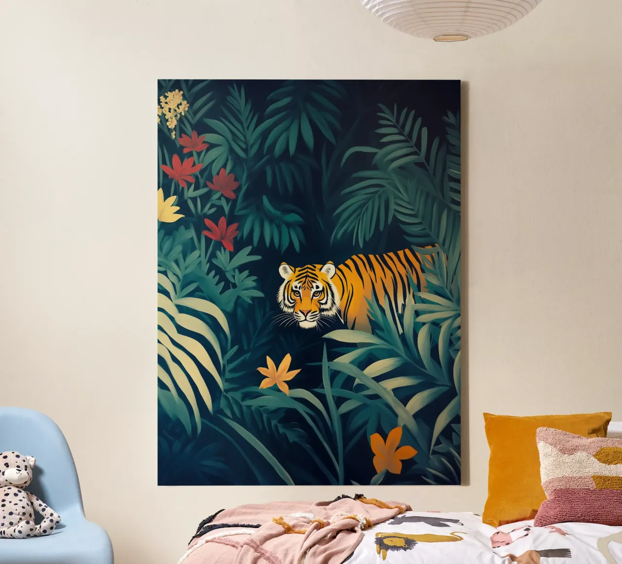 The tiger's smile in the Rousseau jungle canvas with Floater frame by Autofocus