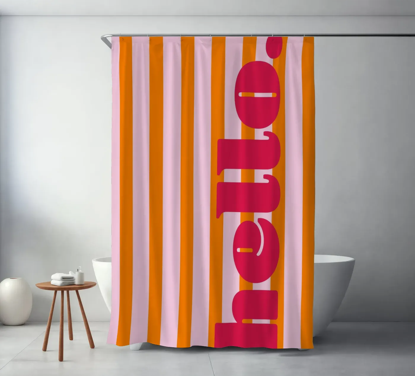 Ciao - Strisce arancioni tenda da doccia da Malou-Studio