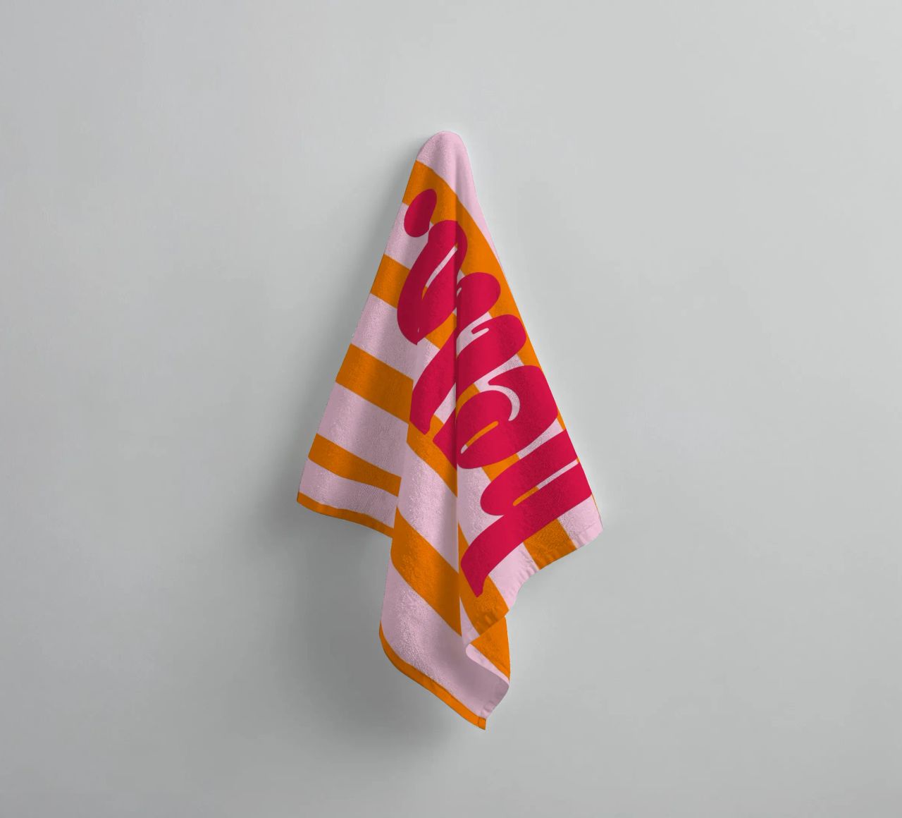 Hello - Stripes Orange towel by Malou-Studio