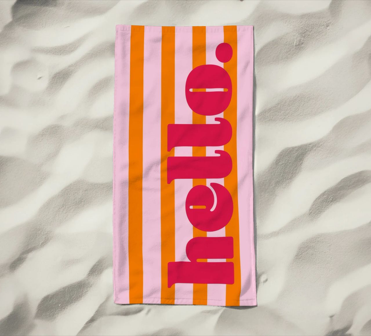 Hello - Stripes Orange beach towel by Malou-Studio