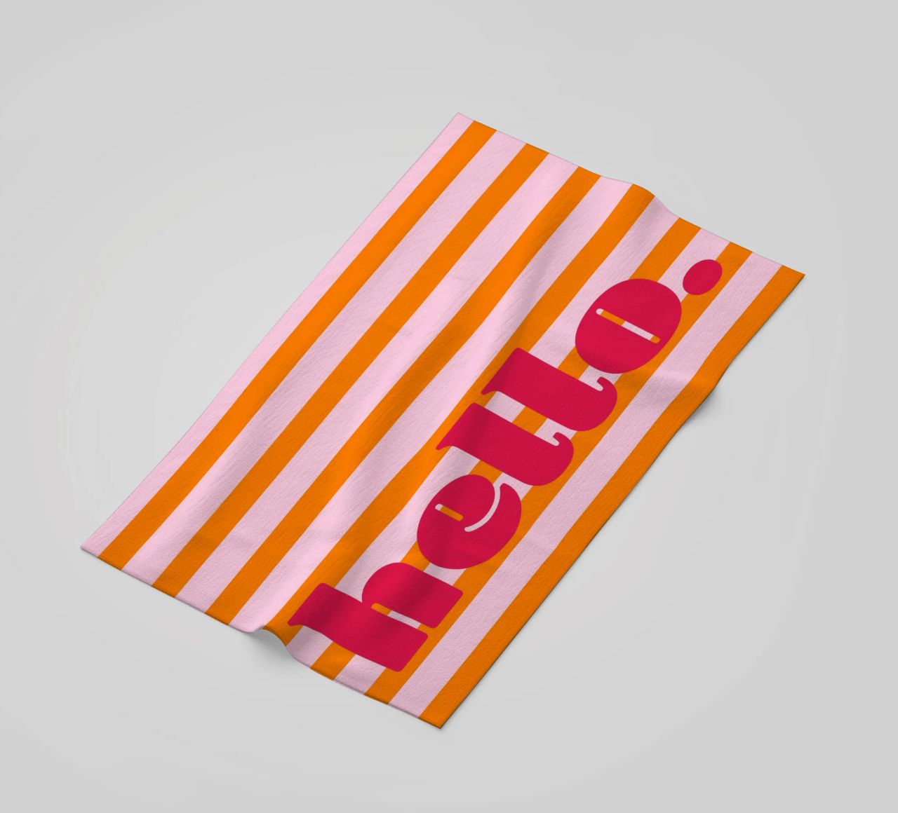 Hello - Stripes Orange beach towel by Malou-Studio