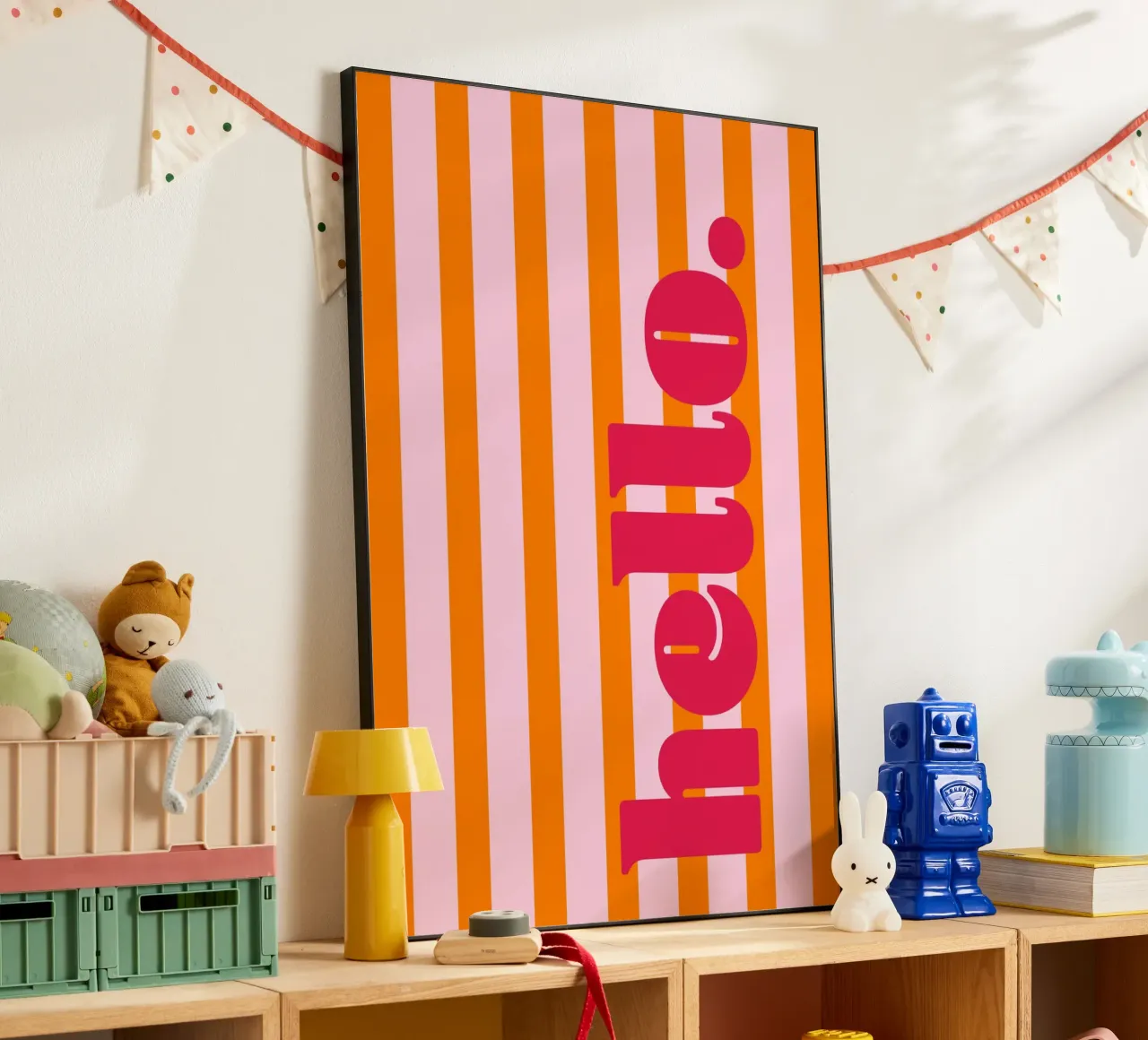 Bonjour - Rayures Orange panneau forex de Malou-Studio