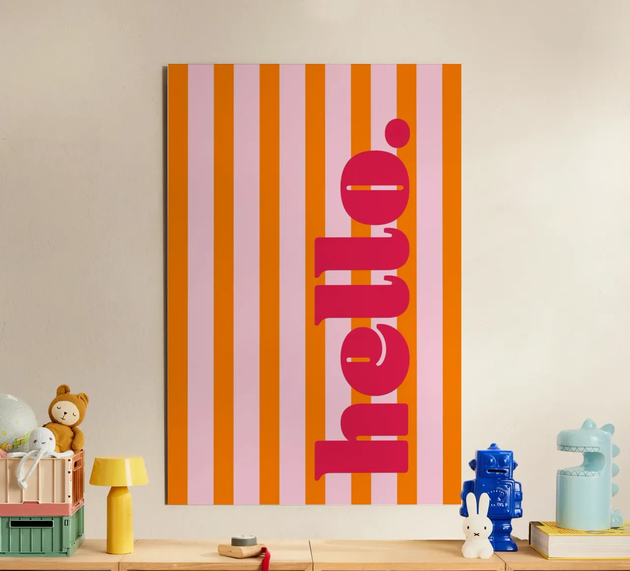 Bonjour - Rayures Orange panneau forex de Malou-Studio