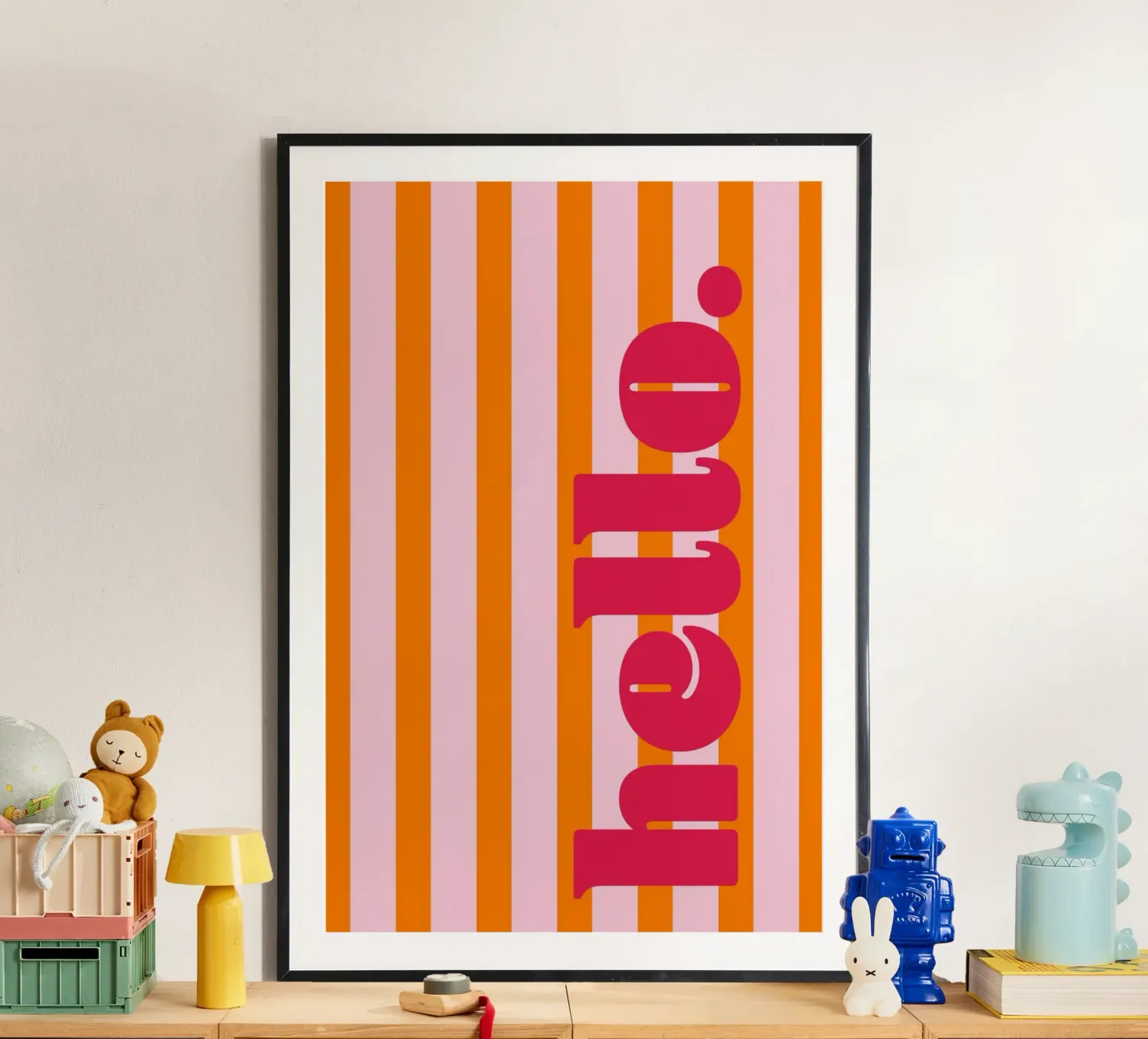 Hallo - Streifen Orange Poster von Malou-Studio