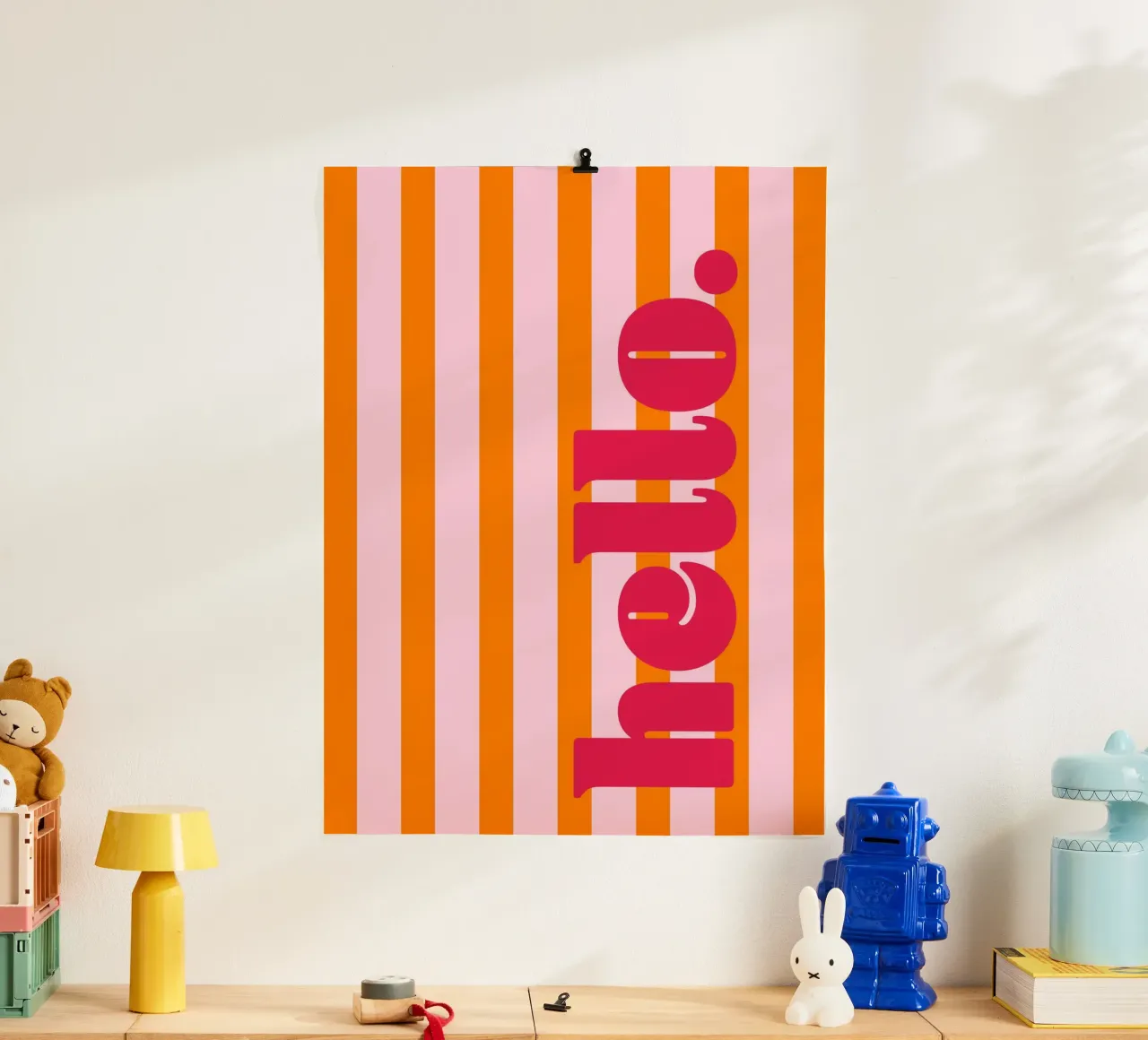 Hello - Stripes Orange poster by Malou-Studio