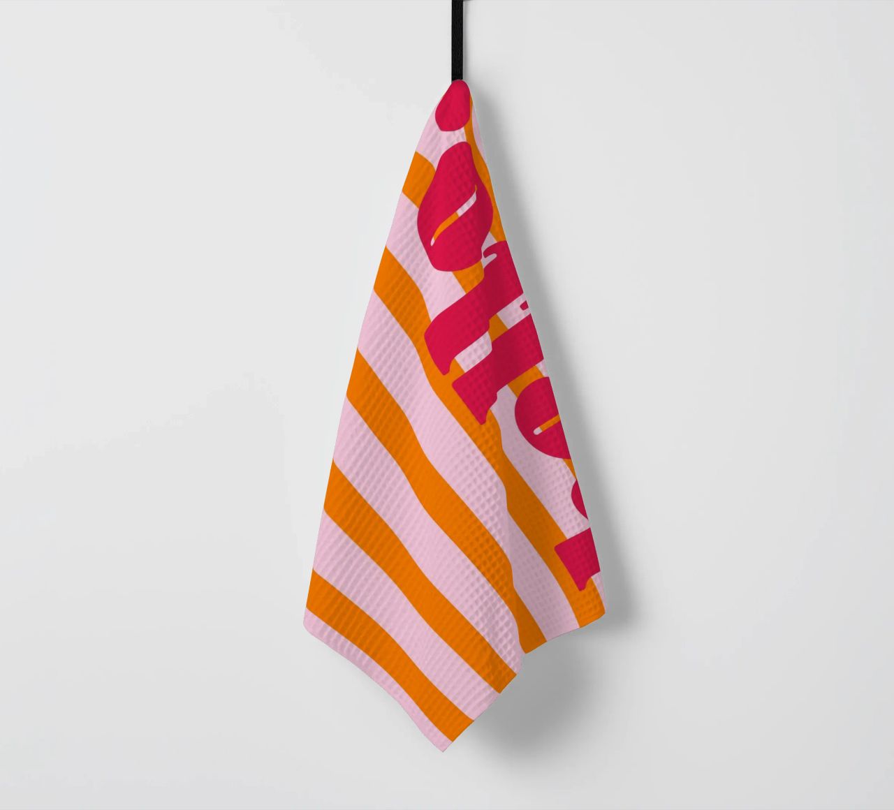 Hello - Stripes Orange tea towel by Malou-Studio